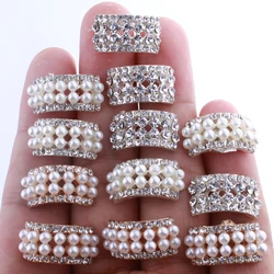 10PCS 10*20MM Chic bottoni con strass di cristallo a forma di arco per la decorazione del bottone di perle rotonde di abbellimento di nozze