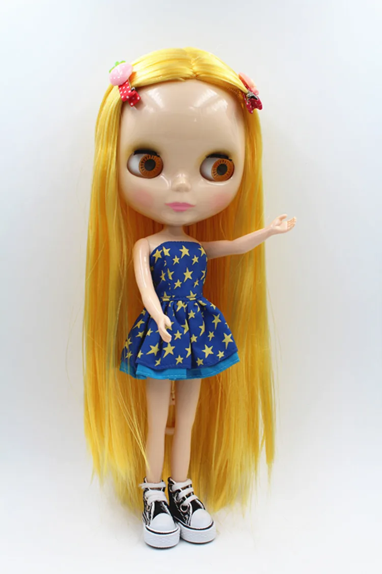 Blygirl Doll Yellow medium hair Blyth body Doll Fashion can change makeup