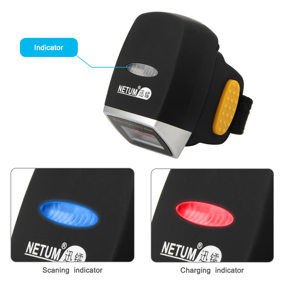 NT-R3 Wearable 1D Bluetooth Barcode Scanner AND NT-R2 Ring Bluetooth 2D QR Barcode Reader AND NT-R3 Bluetooth CCD Scanner NETUM