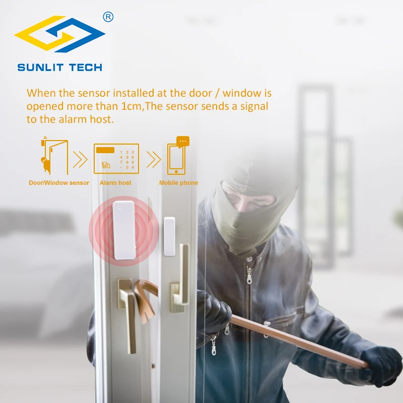 433MHz 2-Way Magnetic Sensor ไร้สายประตูหน้าต่างระบบสําหรับ Home Security WiFi ประตูเปิดสวิทช์สําหรับ g90B PLUS