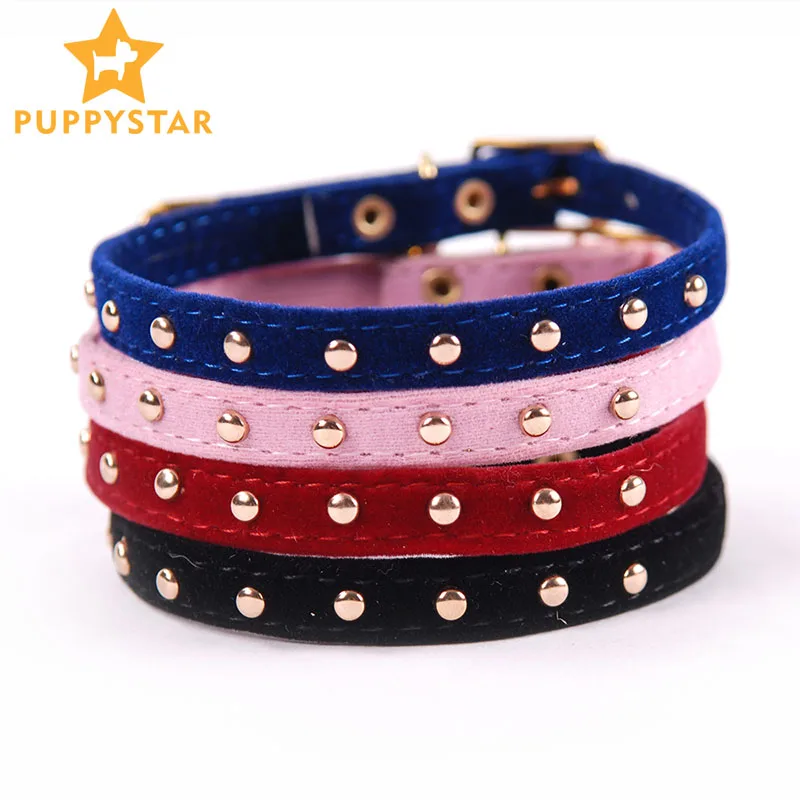 Pet Dog Collar Lovely Product Adjustable Soft Flocking Dog Bell Collar For Small Cat Medium Dog Puppy Chihuahua Collar YS0031