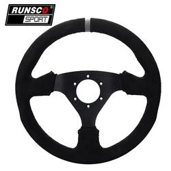 13.5inch 330mm Racing Steering Wheel Suede Leather Racing Game Flat Steering Wheels RS6025-Suede