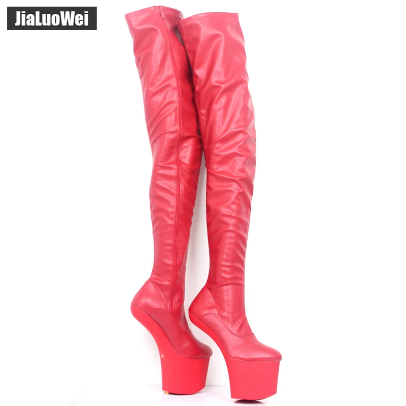 jialuowei Women boots 20CM Super High Heel Heelless Sexy Fetish Female Over-Knee Boots NO-Heel New Design platform Unisex Boots