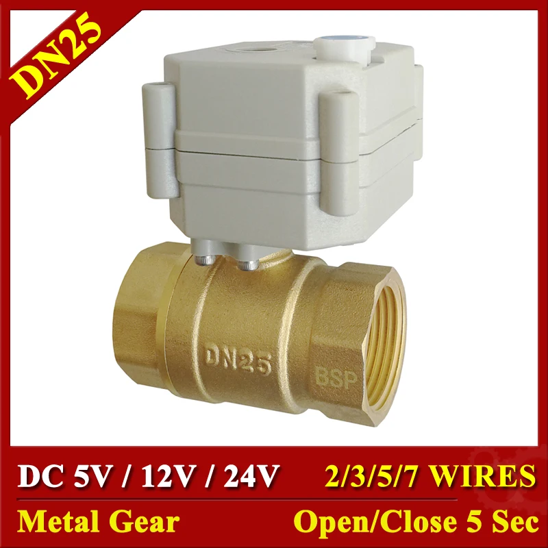 

DC5V 12V 24V Metal Gear Motorized Valves Brass 1'' TF25-B2 Series 2/3/5/7 Wires 2 Way DN25 Electric Shut Off Valves