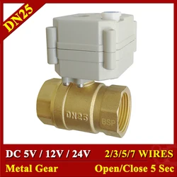 DC5V 12V 24V Metal Gear Motorized Valves Brass 1'' TF25-B2 Series 2/3/5/7 Wires 2 Way DN25 Electric Shut Off Valves