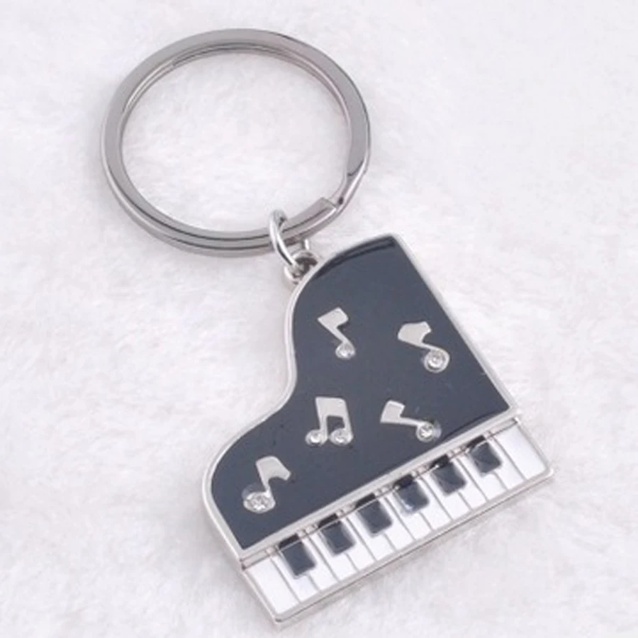 llaveros!novelty items charm crystal glue piano key button metal car key chains music pendant bag keychain keyfobs gift J081