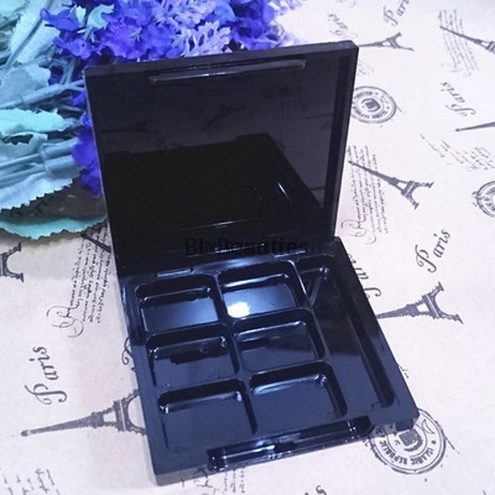 

6 Grids Empty Eye Shadow, Aluminum Black Palette Pans, Makeup Tool, Cosmetic DIY High Quality Plastic Box