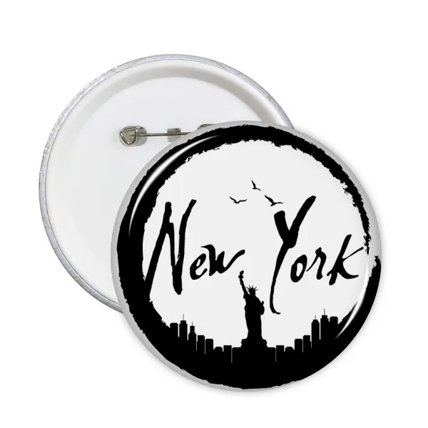 5pcs New York America Black Statue of Liberty Pattern Round Pin Button Button Decorate Badges Clothing Patche Kid Gift Brooche