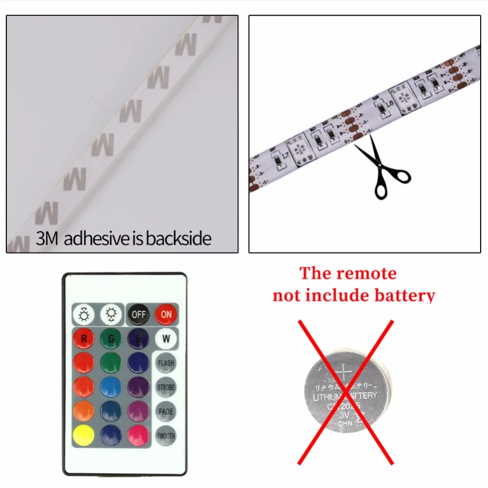 USB LED Strip DC5V 5050 RGB Mini 3Key 17Key RF IR Remote 50CM 1M 2M 3M Flexible Light TV Background Lighting Ribbon Tape IP65