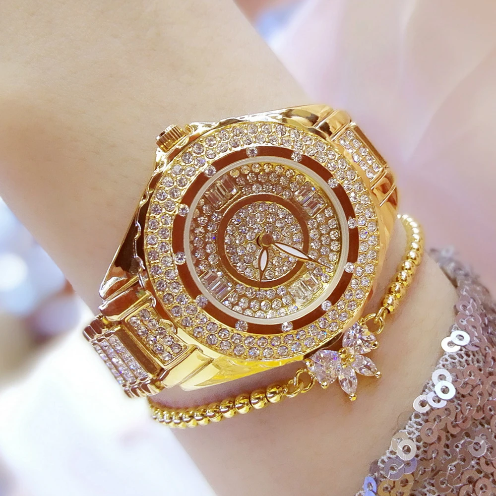 2019 Creative Luxury European Style Rhinestone Watch Stainless Steel Elegant Big Dial Women Watch Casual Dress Female wristwatch