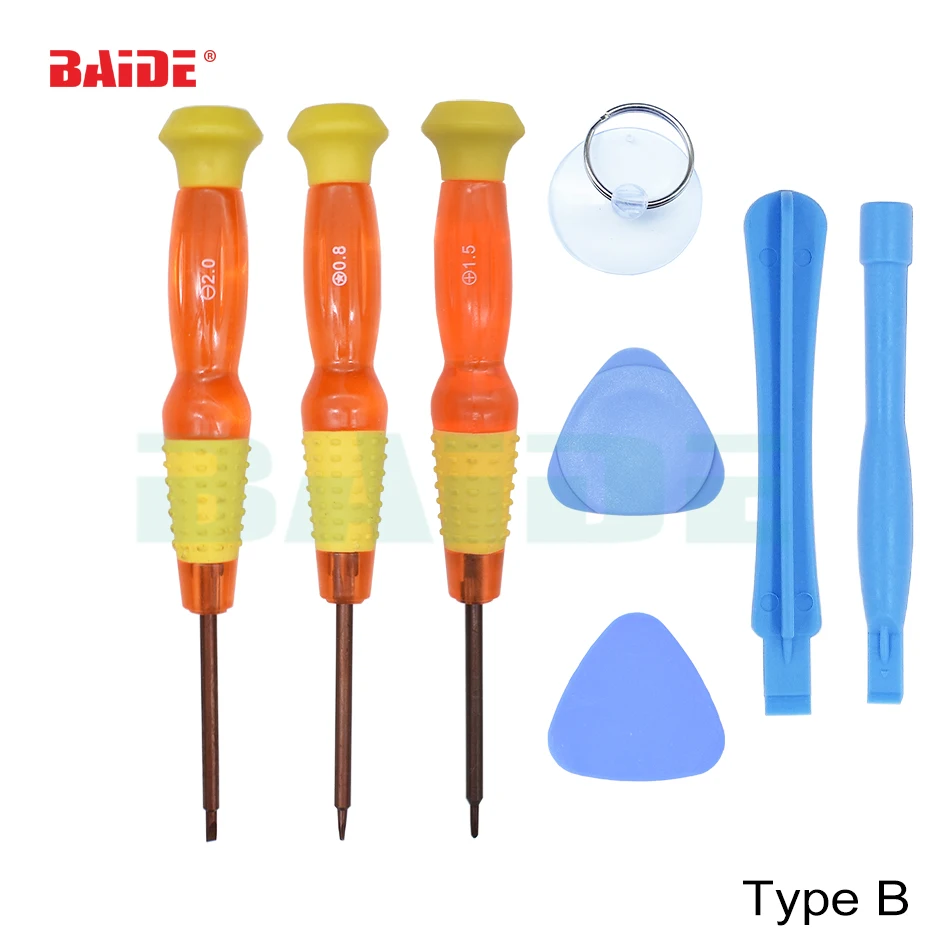 

8 in 1 Repair Pry Opening Tools Kit With Big Screwdriver For iPhone 4 5 6 7 8 X Samsung 100sets/lot