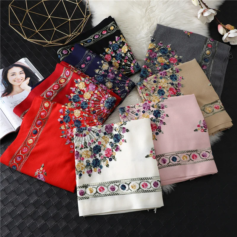 2022 designer brand women scarf winter embroidery cashmere scarves lady shawls and wraps female blanket pashmina foulard femme