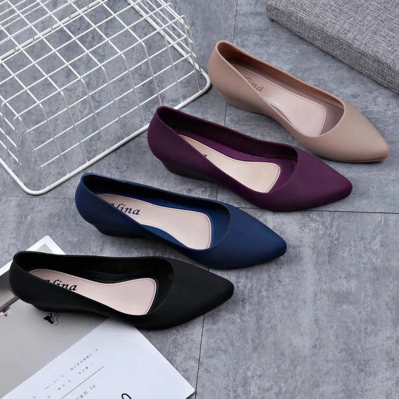 Pointed Shallow Wedges pumps women shoes 2019 spring autumn shoes women Elegant Casual Work Low heel Slip Casual ladies shoes