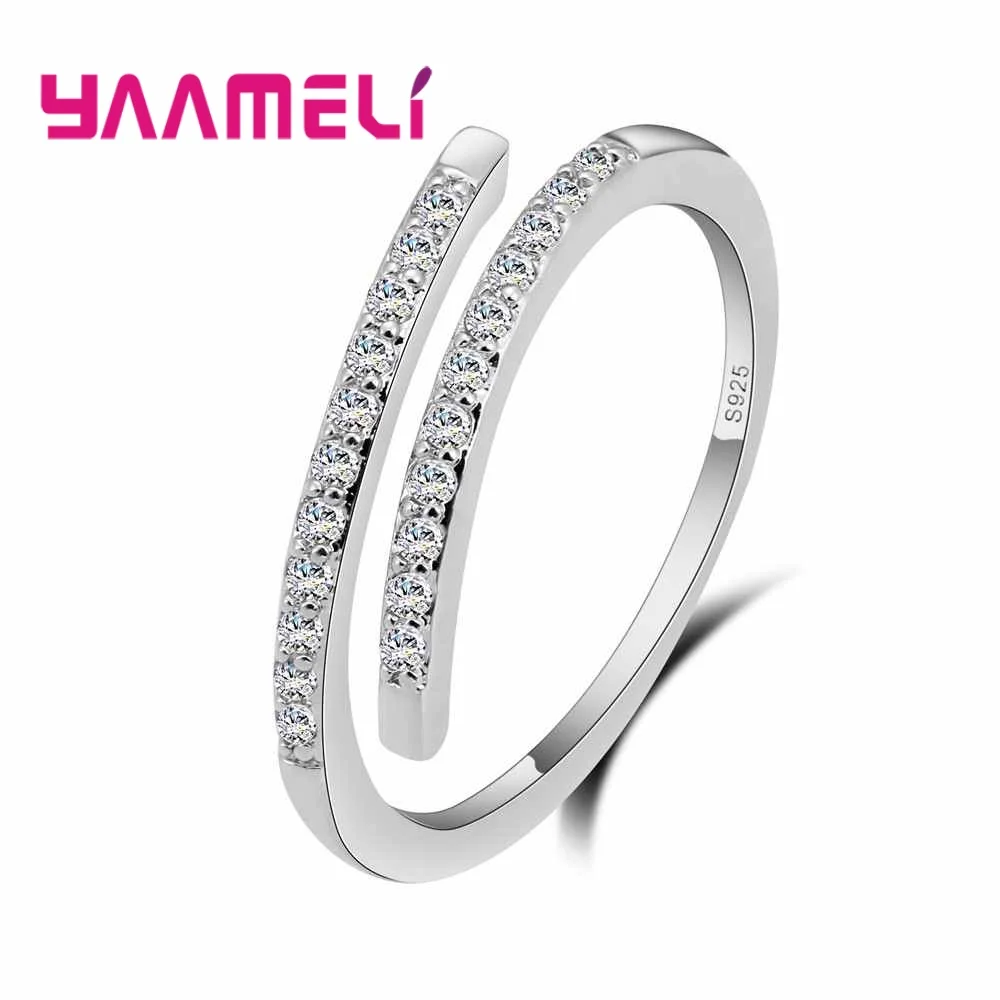 925 Sterling Silver Cubic Zircons Thin Rings Adjustable Design Hot Selling For Women Party Engagement Jewelry