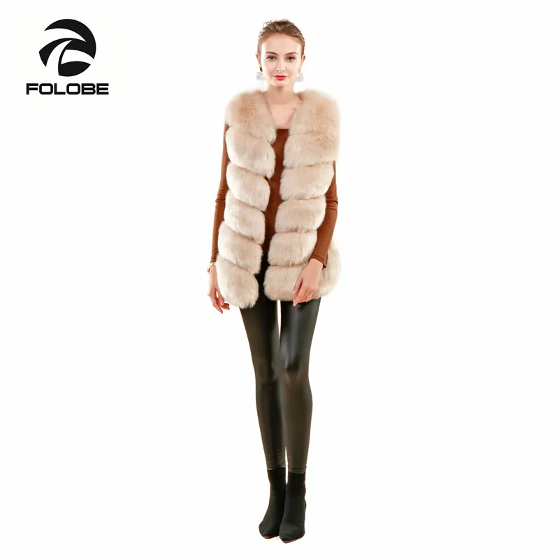 FOLOBE Casual Fur Vest Coat For Women Winter Luxury Faux Fur Coat Jacket Fashion Women's Outwear Gilet Veste Woman Clothing