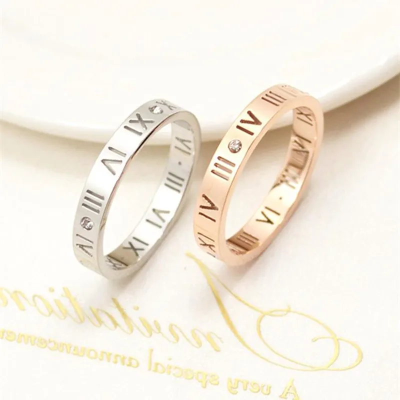 Buyee 925 Sterling Silver Couples Ring Sets Simple Roman Numerals Ring Finger for Women Men Fashion Rose Gold Jewelry Circle