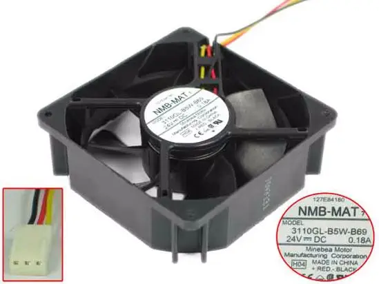 

NMB-MAT 3110GL-B5W-B69 H04 H01 DC 24V 0.18A 80x80x25mm 3-wire Server Cooling Fan