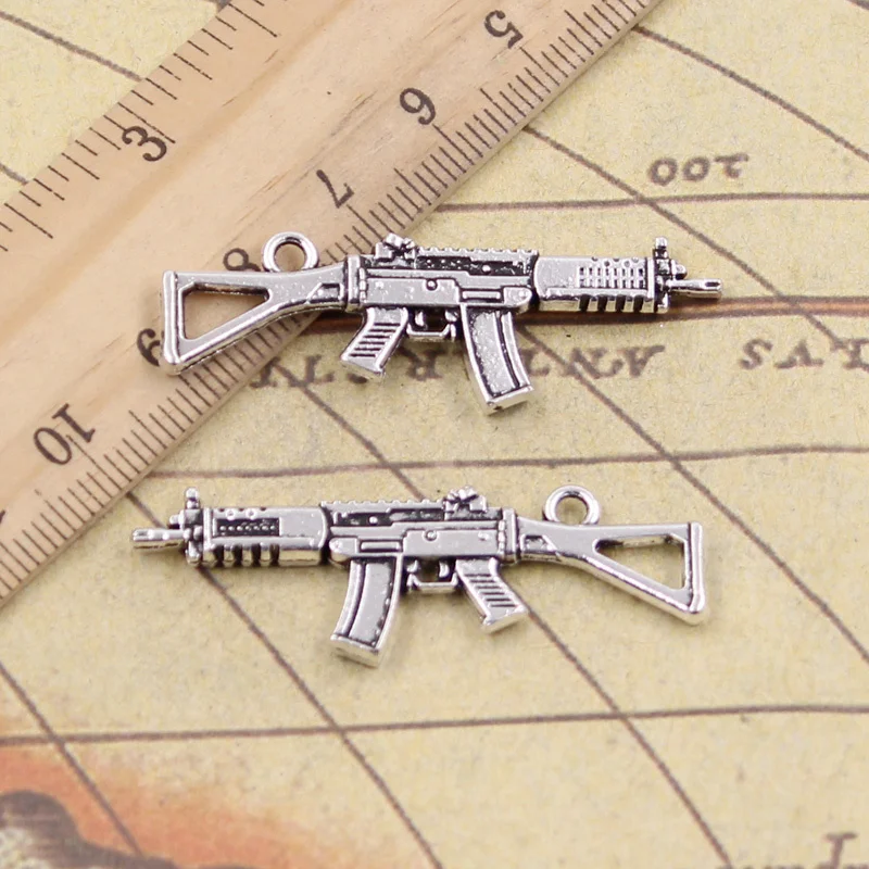 8pcs Charms Machine Gun Assault Rifle 45x13mm Tibetan Pendants Antique Jewelry Making DIY Handmade Craft For Necklace