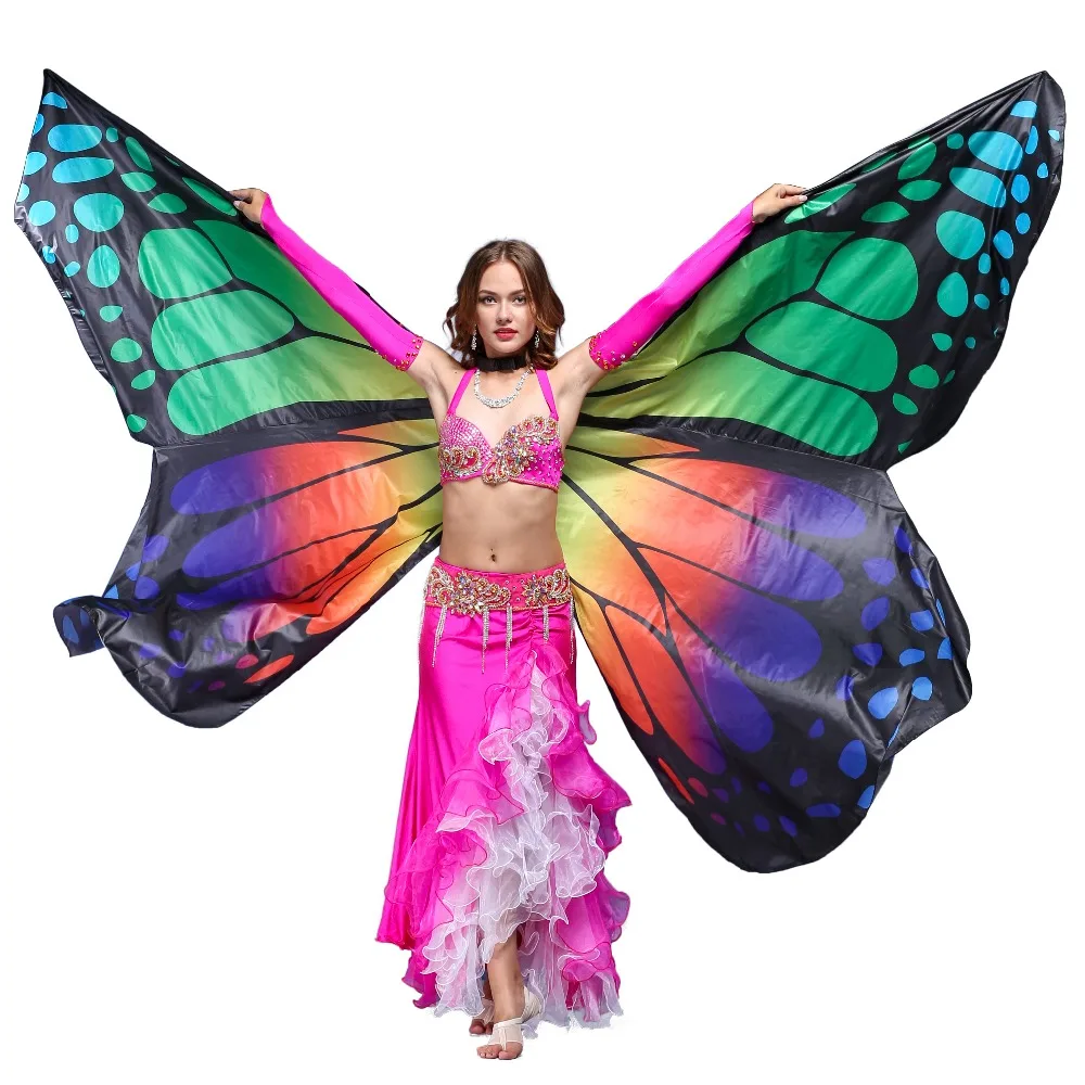 2018  Performance Women Dancewear Bellydance Props Polyester Cape Cloak Dance Fairy Wing Belly Dance  Butterfly Wings Adult