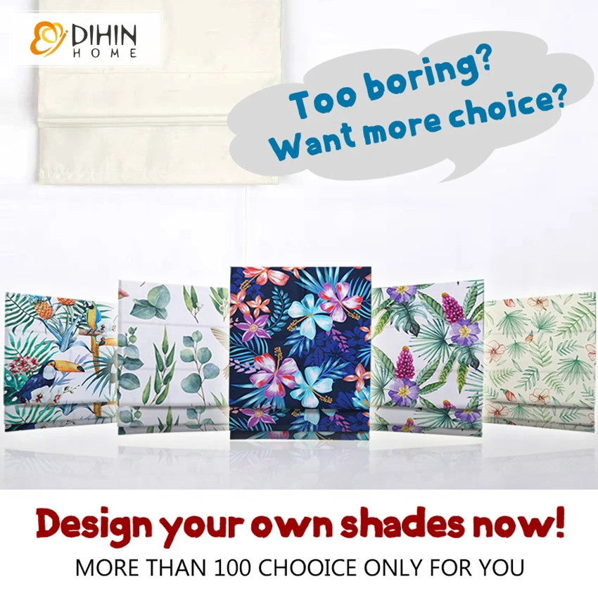 DIHIN HOME Included Curtains Design By Yourself Linen/Cotton Fabric Roman Shade Roman Blinds Finished Curtains