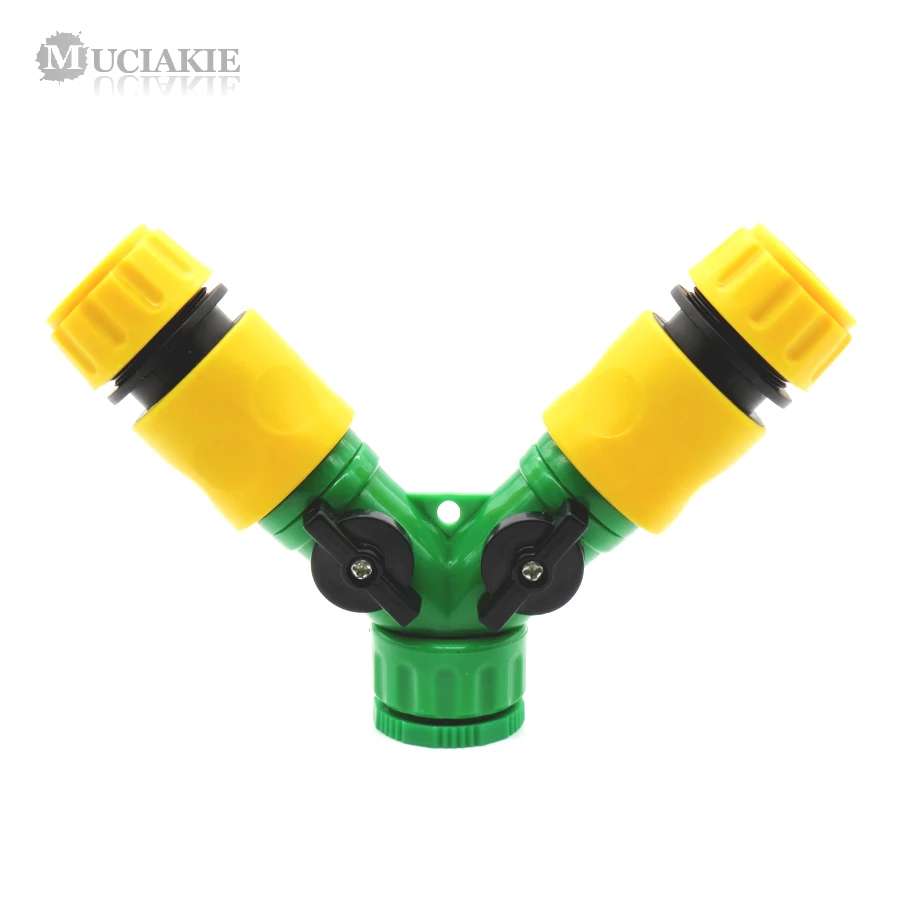 

MUCIAKIE Garden 2 Way Tap 1/2 Garden Hose Tap 3/4 Water Splitter Faucet 1/2" Irrigation Connector 16mm Hose Splitter 20mm 1set