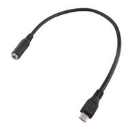 10pcs Black Micro USB 5 Pin Male To 3.5mm Female AUX Audio Sync Headphone Adapter Cable Cord 30cm