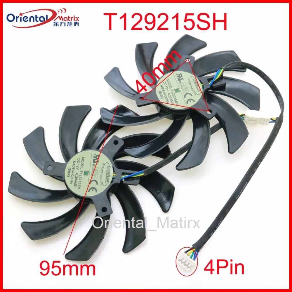 

Free Shipping 2pcs/lot T129215SH DC12V 0.30A 95mm VGA Fan For Sapphire R9 380 390 4G D5 Graphics Card Cooling Fan