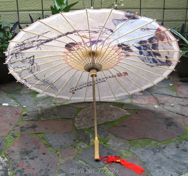 Dia 84cm Chinese Ancient Beautiful Girl Writting Painting Umbrella Classical Handmade Parasol Decoritive Oiled Paper Umbrella