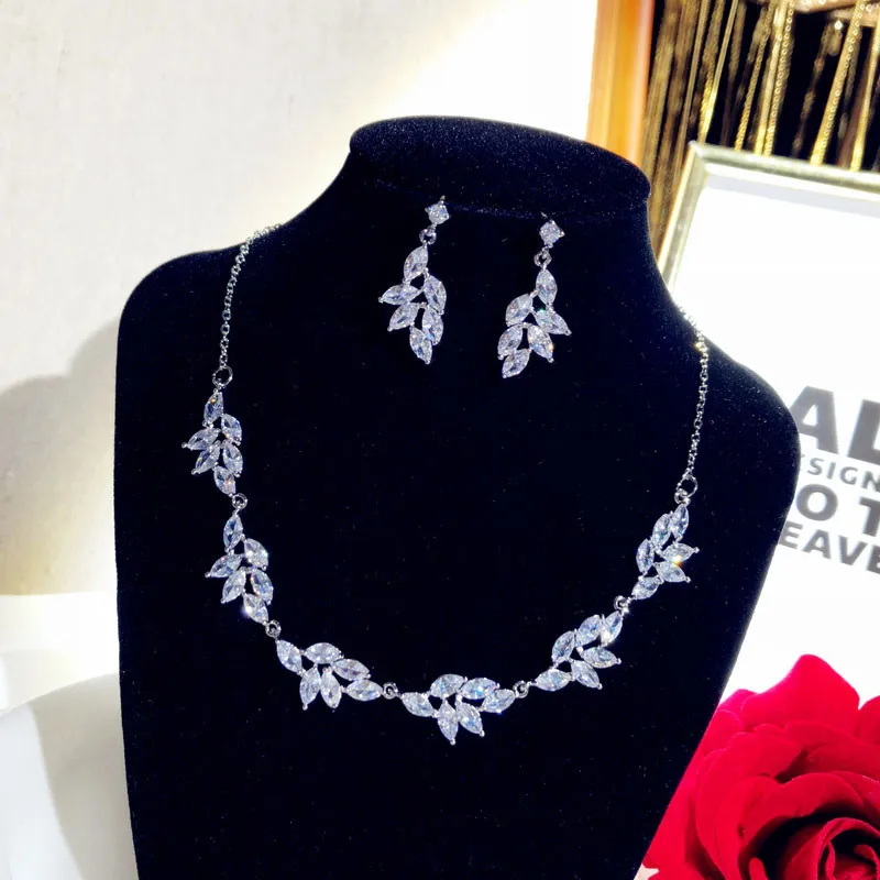 

Fine Jewelry Sets For Women Bridal Wedding Accessory Drop Earrings Necklaces Pendants Cubic Zirconia Temperament Bijoux