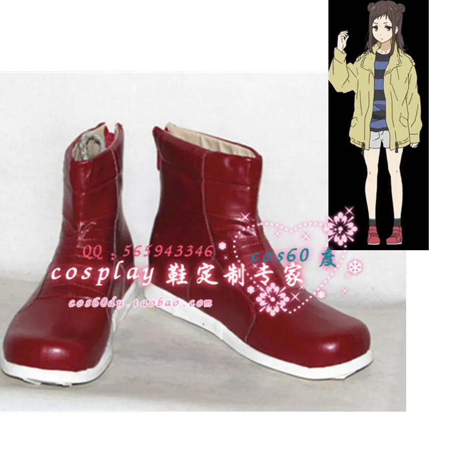 Beyond the Boundary Inami Sakura Shoes Cosplay Red Boots S008