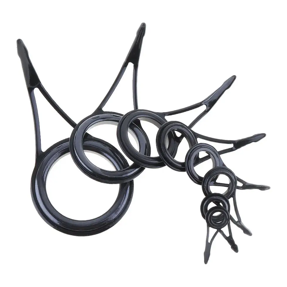 8pcs/lot Mixed Size Fishing Rod Guide Set Tip Strong Line Rings Fishing Rod Guide Tip Top Repair Kit