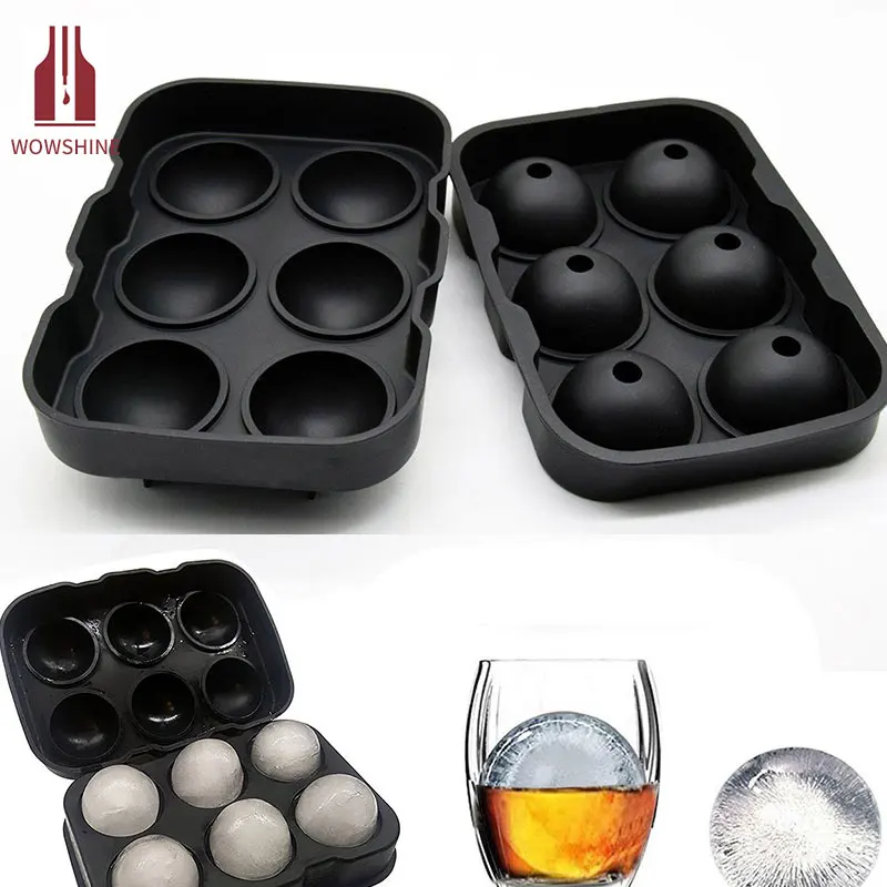 1pc Silicone Ice Cube Tray Whiskey Cocktail Ice Ball Maker 6 Grids Silicone Ice Mold Bar Kitchen Accessories