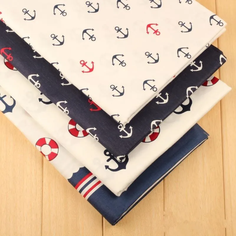 4 pz 40cm * 50cm Cartoon Navy sea anchor tessuto di cotone cucito panno per bambini trapuntatura biancheria da letto per bambini tessuto Patchwork