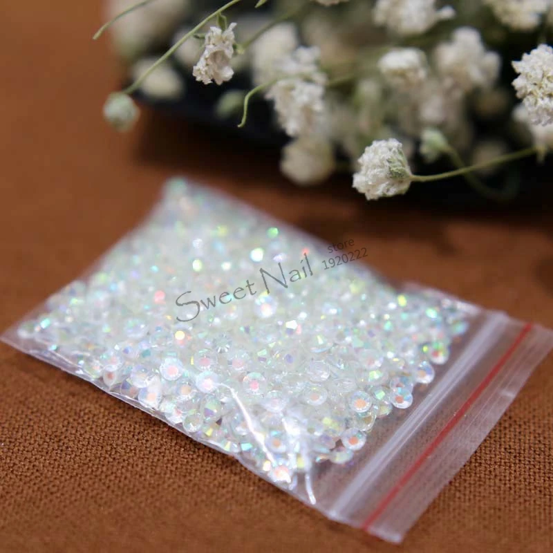 1000 pcs SS10 Transparent white AB 14 Facets Resin Round Rhinestone Sparkling Rhinestones Nail Art Decoration DIY N23