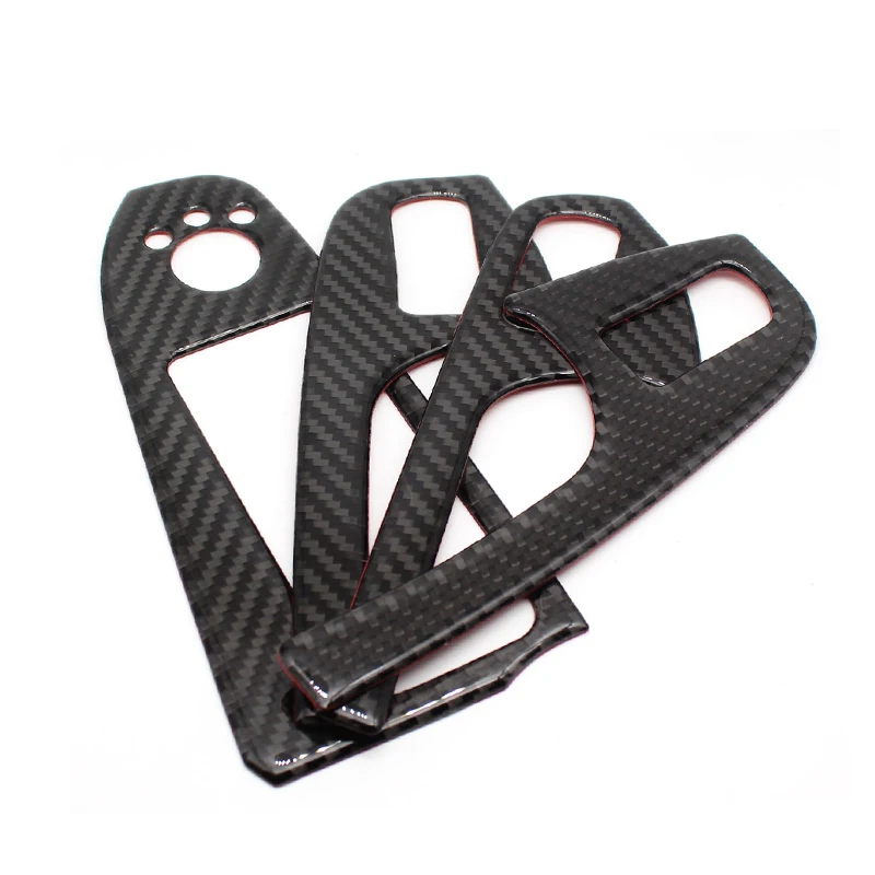 For Audi A4 B8 2009 2010 2011 2012 2013 2014 2015 2016 Carbon Fiber Door Armrest Panel Window Switch Button Cover Sticker Trim