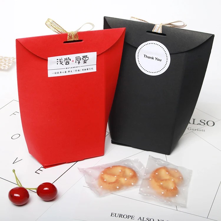 8*5.5*16.5 Black Kraft Paper Box Wedding Party Gift Packaging Box Red Candy Cake Cookie Paper Box 100pcs\lot Free shipping