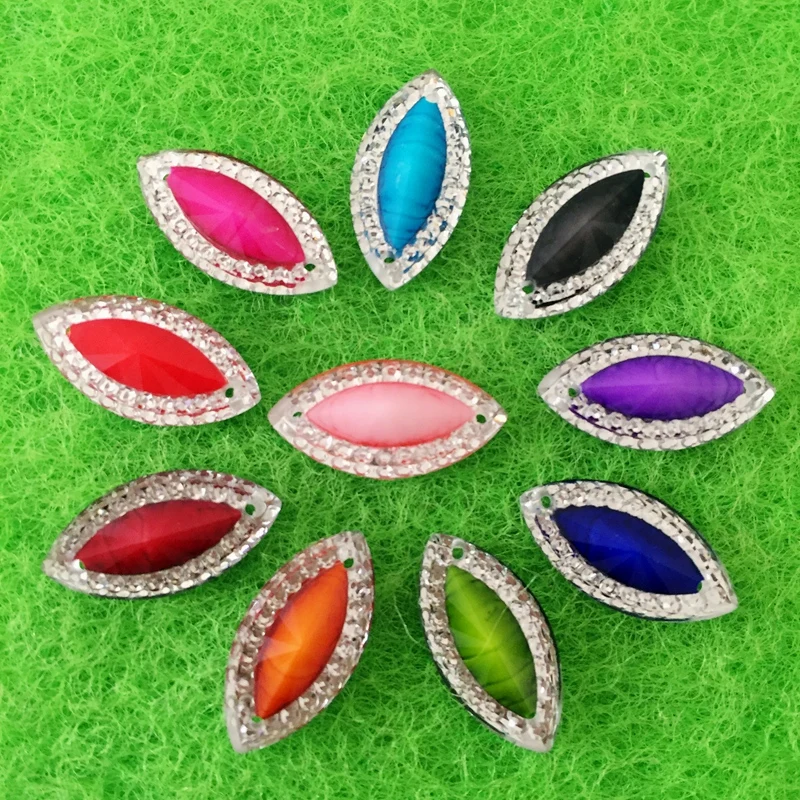 60pcs resin horse eye flat back rhinestone wedding decoration garment accessories 2 hole resin hand seam drilling twist buckle