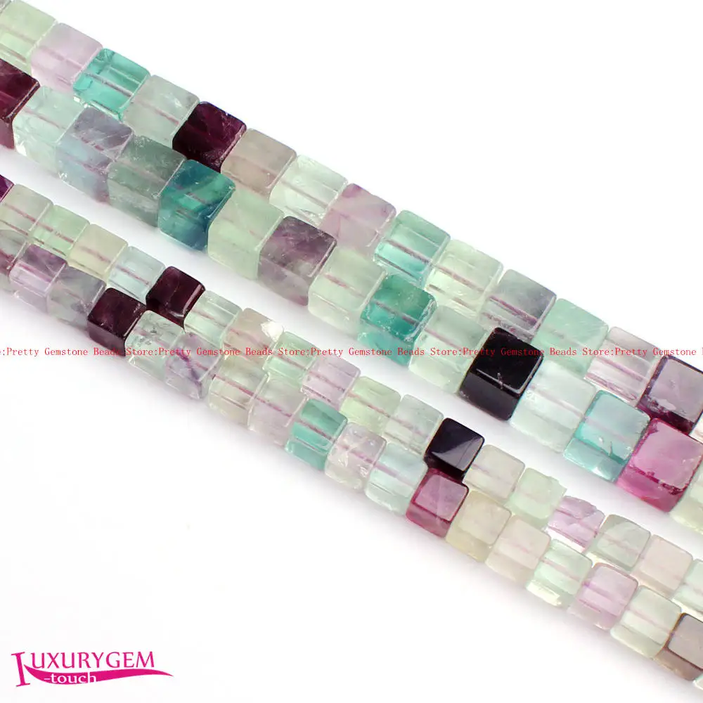 

8mm Natural Color Fluorite Stone Square Shape DIY Loose Beads Strand 15" Jewelry Making wj366