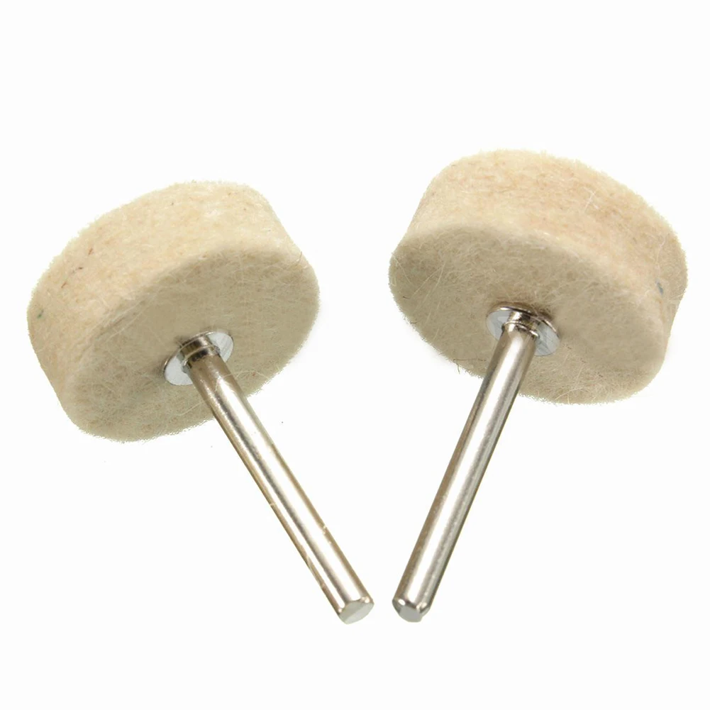 100pcs Wool Felt Polishing Buffing Round Wheel Tool + 2 Shank For Dremel Rotary