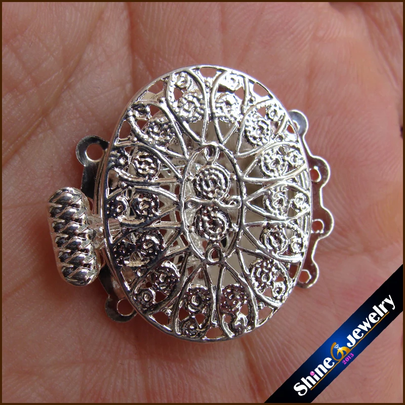 5PCS 4 Strings Filigree Silver Plating Gold Filled Jewelry Clasp 18mm Free shipping