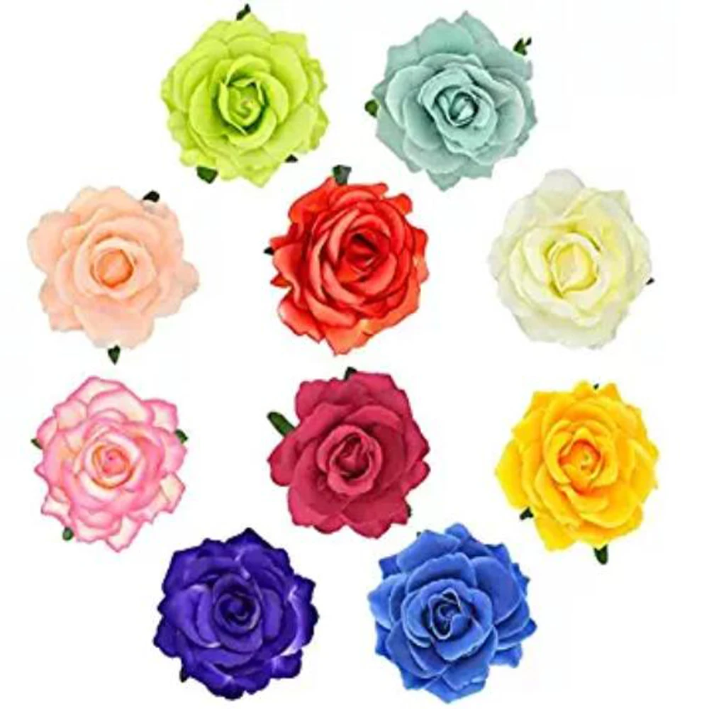 SZanbana 5 /10 Pack Flower Brooch Head Ornament Bride Women Rose Flower Hair Accessories Wedding Hair Clip Flamenco Dancer