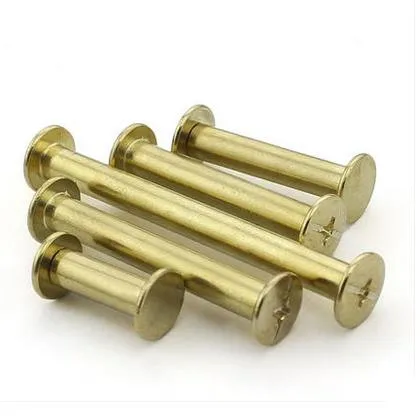 100PCS M5*4/5/6/8/10/12/15-125mm Steel Brass Plated Rivet Book Picture Binding Screw Nail Recipes Albums Butt Rivet Leaflet