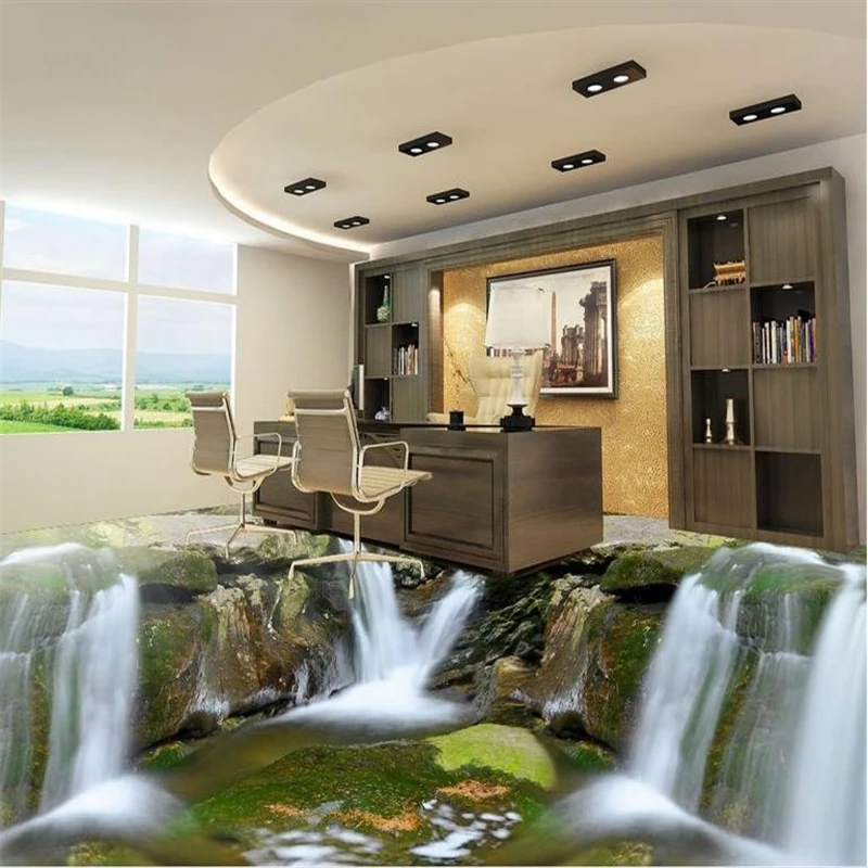 beibehang custom 3d floor tiles Waterfall water wall paper home photo wallpaper vinyl flooring adhesives bedroom wallpaper 3d