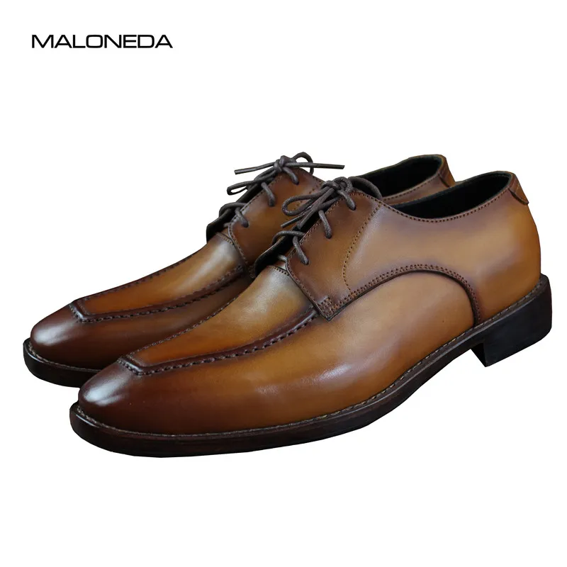 

MALONEDA Handmade Threading High-quality Goodyear Handcraft Genuine Leather Formal Dress Derby Shoes for Men Business Office