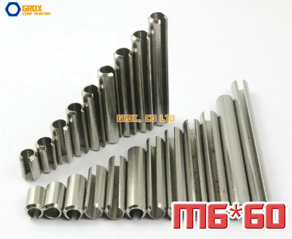 

20 Pieces M6 x 60mm 304 Stainless Steel Slotted Spring Tension Pin Sellock Roll Pin