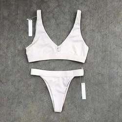 ZTVitality Sexy Bikini Solid Push Up 2019 Hot Sale Padded Bra Button Low Waist Thong Swimsuit Swimwear Women Biquini XL