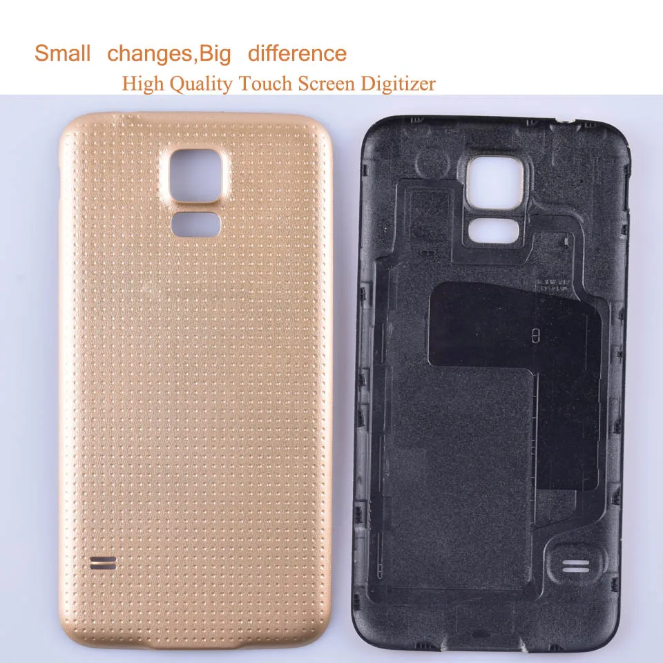Samsung Galaxy S5 S5 için S5 G900H SM-G900F Housing konut pil kapağı arka kapak kılıf arka kapı şasi kabuk S5 kapak
