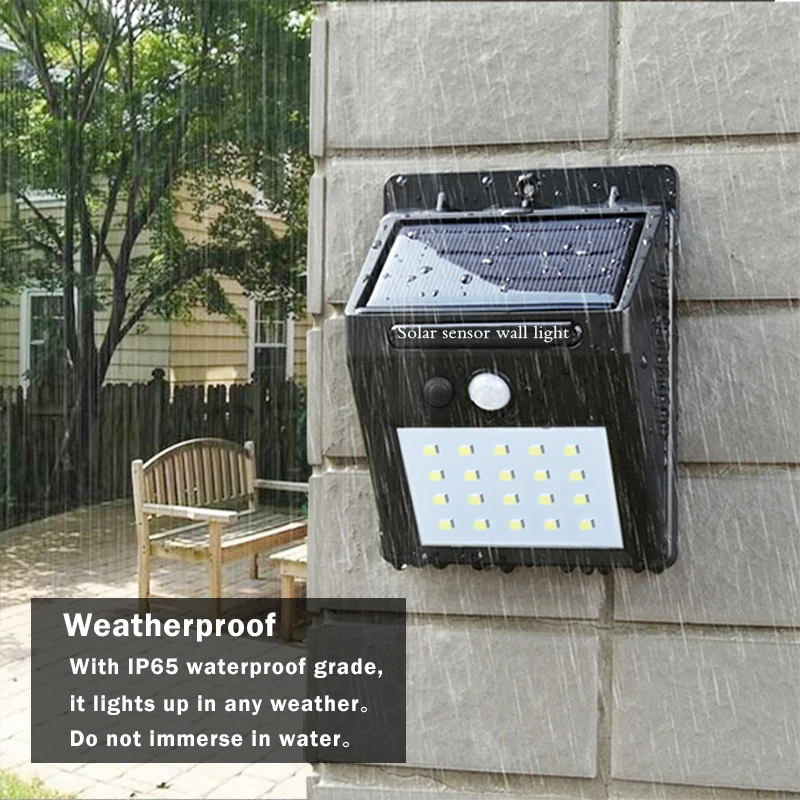 Waterproof Outdoor Wall LED Solar Night light PIR Motion Sensor Auto Swith Solar lamp Porch Path Street Fence Garden lighting