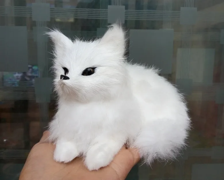 Моделирование белой лежащей лисы около 16x14 см, жесткая модель, полиэтилен и мех, фигурки ручной работы, украшение для дома, подарок a2806