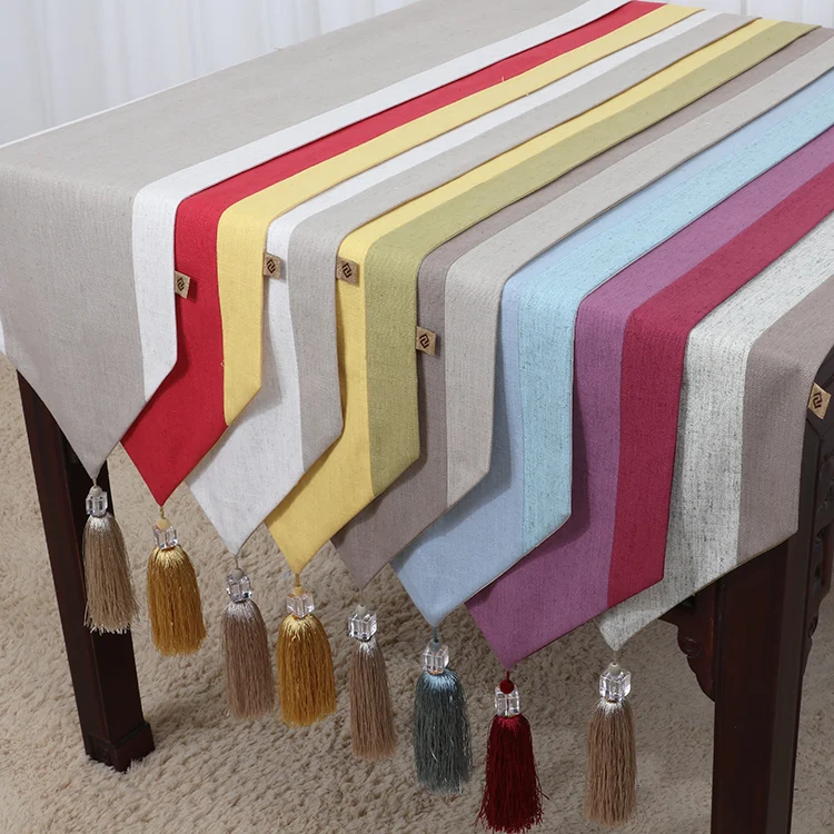 

Long Decoration Plain Cotton Linen Table Runner Christmas Wedding Modern Coffee Tablecloth Rectangle Dining Table Pads Placemats